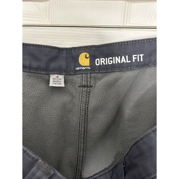 Carhartt Original Fit Womens Size 16 Fleece Lined Gray Utility Cargo Work Pants - Picture 3 of 5